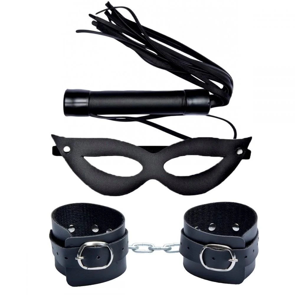 Kit Luxo com Algema Chicote Máscara BDSM - Dominatrixxx