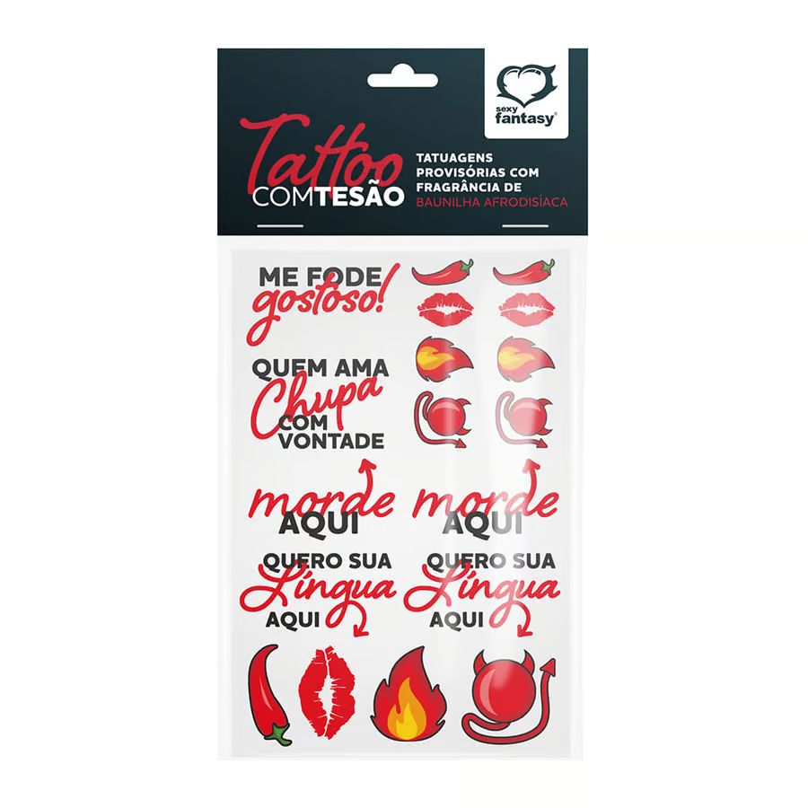 COM TESÃO CARTELA DE TATUAGENS PROVISÓRIAS COM FRAGRÂNCIA