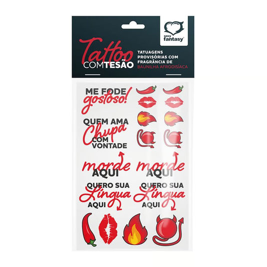 COM TESÃO CARTELA DE TATUAGENS PROVISÓRIAS COM FRAGRÂNCIA